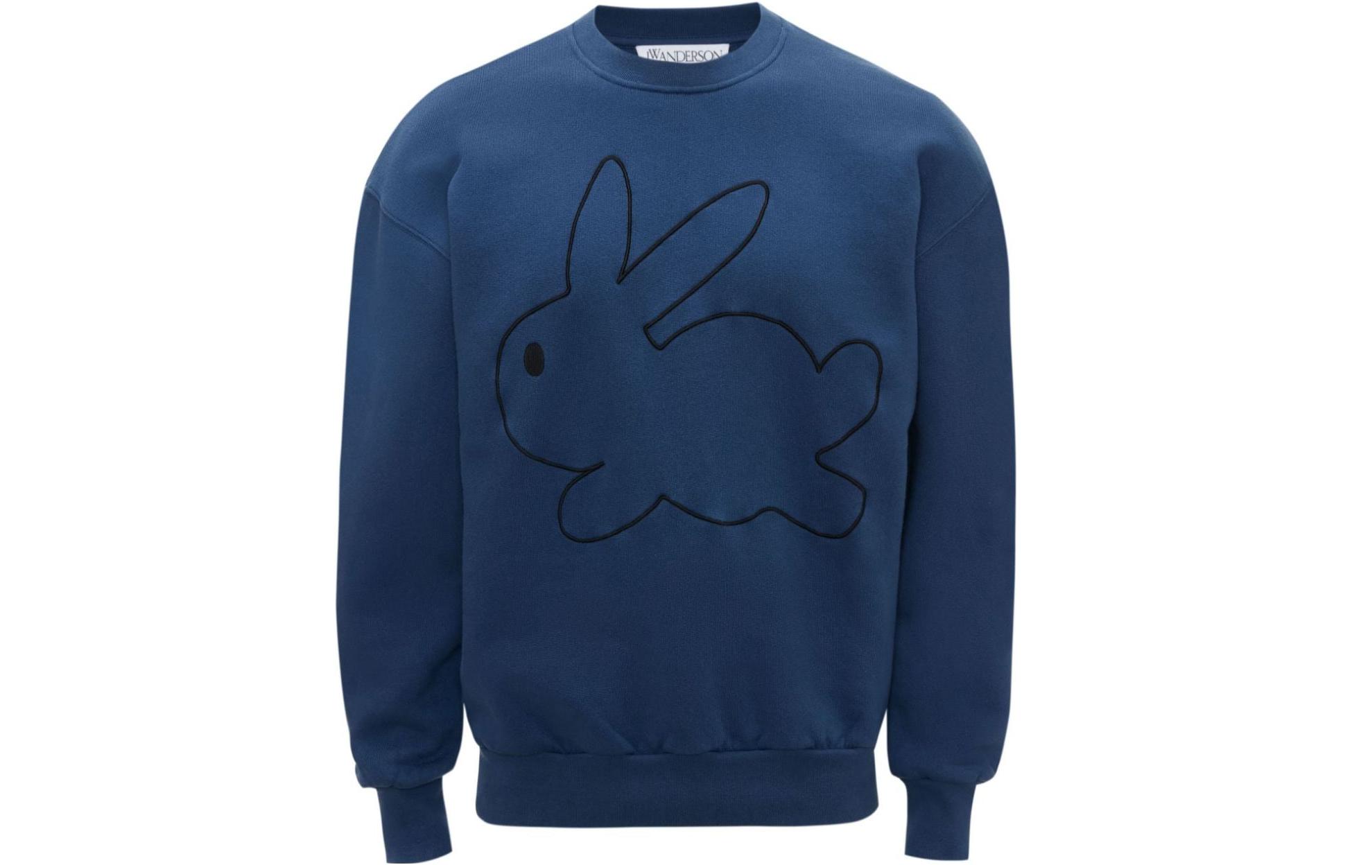 JW Anderson Rabbit Embroidery Unisex Long Sleeve Sweatshirt Blue JW0109-PG1216-888