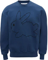 JW Anderson Rabbit Embroidery Unisex Long Sleeve Sweatshirt Blue JW0109-PG1216-888 JW Anderson Rabbit Embroidery Unisex Long Sleeve Sweatshirt Blue JW0109-PG1216-888