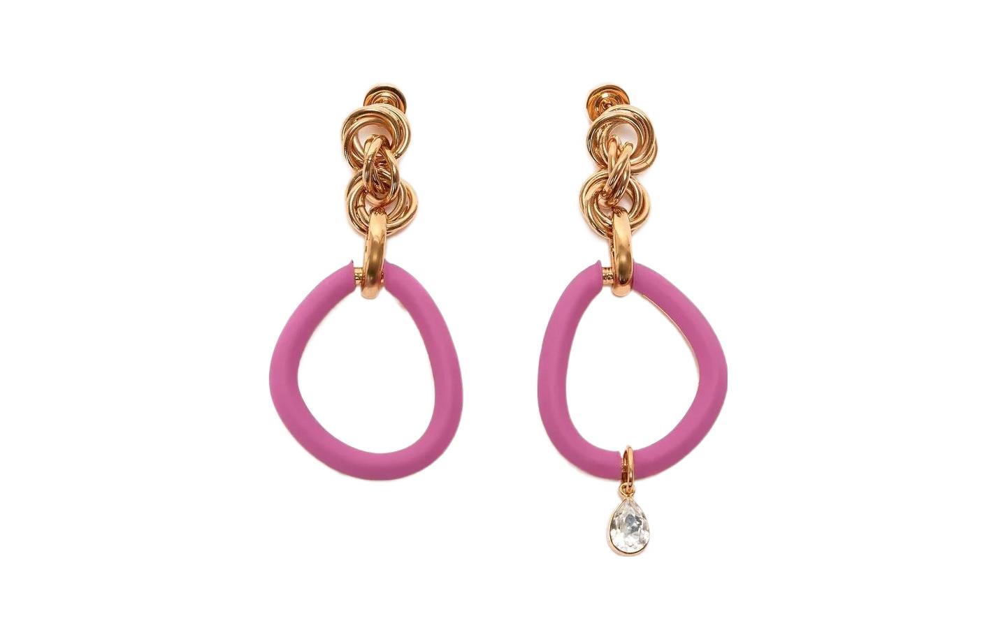 JW Anderson Red Crystal Drop Large Hoop Brass Earrings JY0121OT0034123