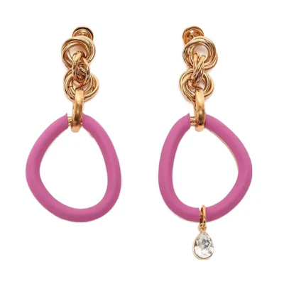 JW Anderson Red Crystal Drop Large Hoop Brass Earrings JY0121OT0034123