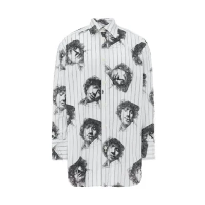 JW Anderson Rembrandt SS23 Hand-Drawn Portrait Striped Shirt Unisex White SH0227PG1154903