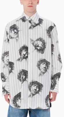 Camisa Unisex Blanca Rayada con Retrato Dibujado Rembrandt SS23 JW Anderson SH0227PG1154903 Lookbook Camisa Unisex Blanca Rayada con Retrato Dibujado Rembrandt SS23 JW Anderson SH0227PG1154903
