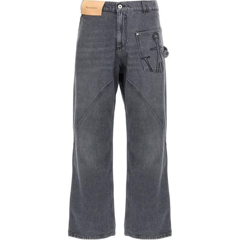 Lookbook JW Anderson Seluar Jeans Lelaki Mid-Waist Kelabu dengan Zip DT0110PG1745929