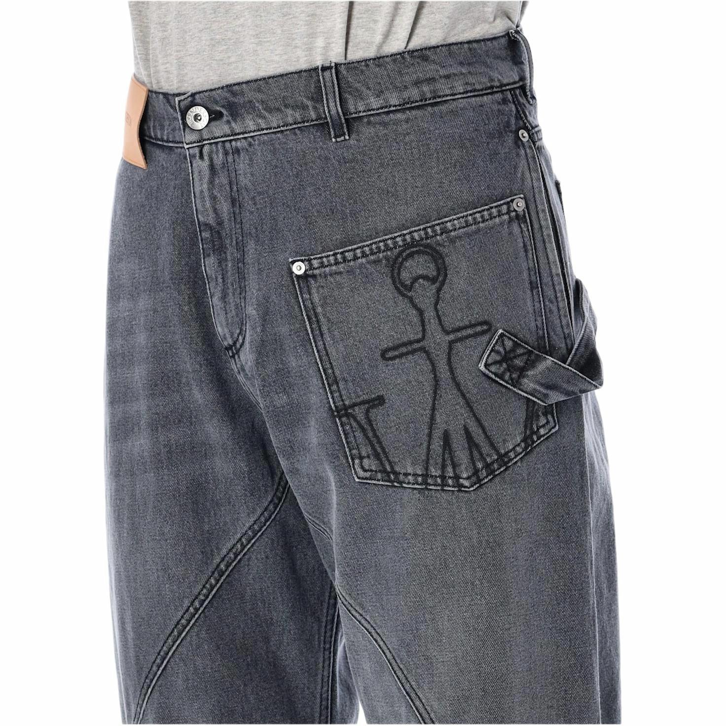 Details for JW Anderson Seluar Jeans Lelaki Mid-Waist Kelabu dengan Zip DT0110PG1745929