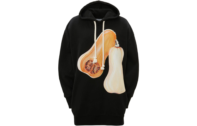 JW Anderson SS21 Pumpkin Print Cartoon Pullover Hoodie Black JW0011P-G0639-999