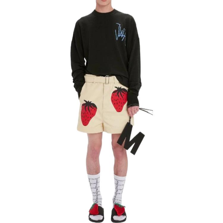 Lookbook JW Anderson SS22 Shorts de Algodón Color Caqui con Estampado de Fresas. SR00370P-G0768-099