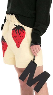 JW Anderson SS22 Shorts de Algodón Color Caqui con Estampado de Fresas. SR00370P-G0768-099 Details for JW Anderson SS22 Shorts de Algodón Color Caqui con Estampado de Fresas. SR00370P-G0768-099