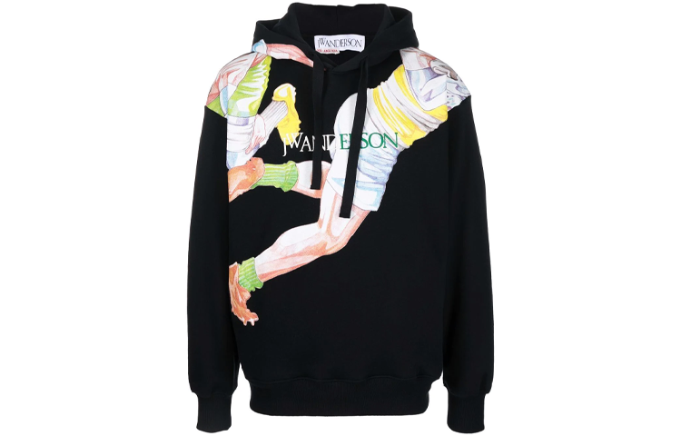 Order JW Anderson SS22 Hitam Sweatshirt Pullover Logo Kartun. JO0073-PG0771-999