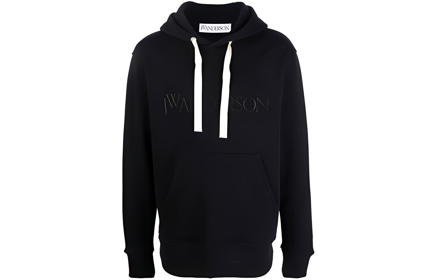 JW Anderson SS22 Black Logo Embroidered Drawstring Hoodie JO0071-PG0771-999