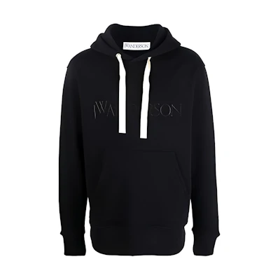 JW Anderson SS22 Black Logo Embroidered Drawstring Hoodie JO0071-PG0771-999