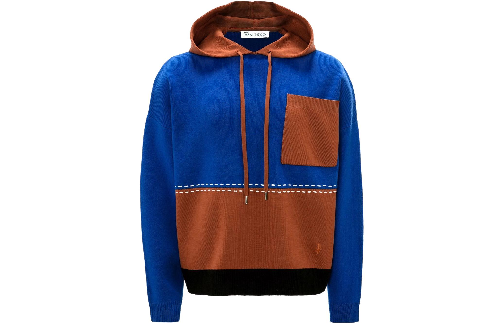 JW Anderson SS22 Patchwork Hoodie Blue Mens KW0546YN0170-197