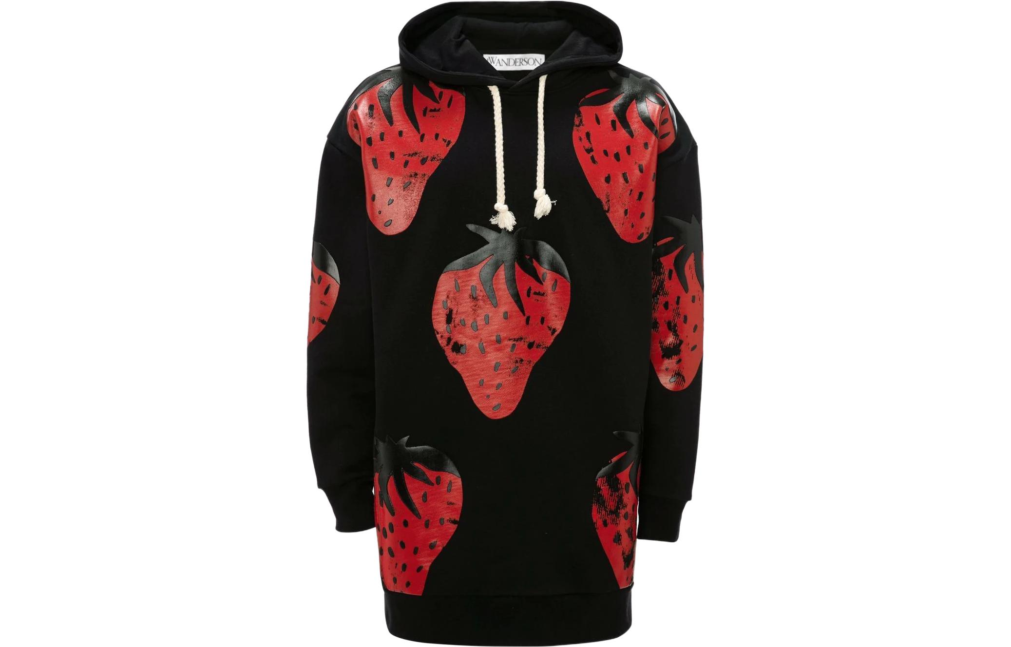 JW Anderson SS22 Strawberry Print Hoodie Unisex Black JO0061-PG0771-988