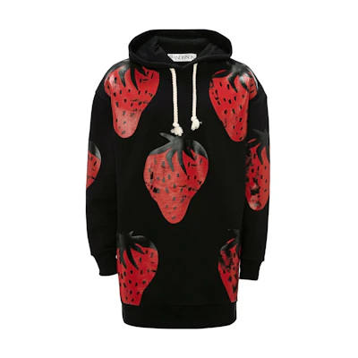 JW Anderson SS22 Strawberry Print Hoodie Unisex Black JO0061-PG0771-988