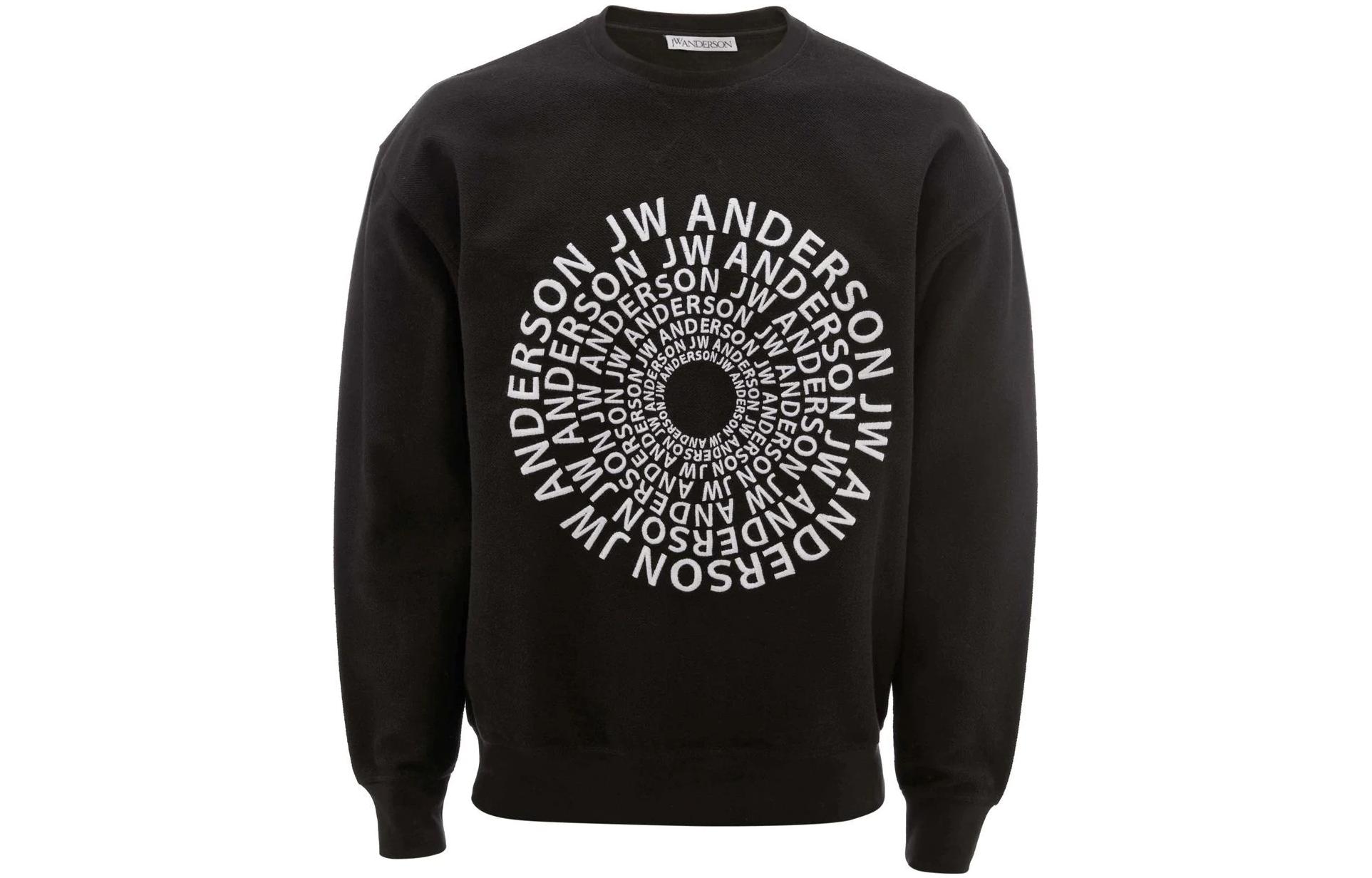 JW Anderson SS22 Swirl Logo Letter Print Black Long Sleeve Sweatshirt JW0050PG0490-999
