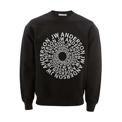 JW Anderson SS22 Swirl Logo Letter Print Black Long Sleeve Sweatshirt JW0050PG0490-999