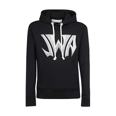JW Anderson SS23 Black Hoodie with Logo Letter Print JW0047-PG0972-999