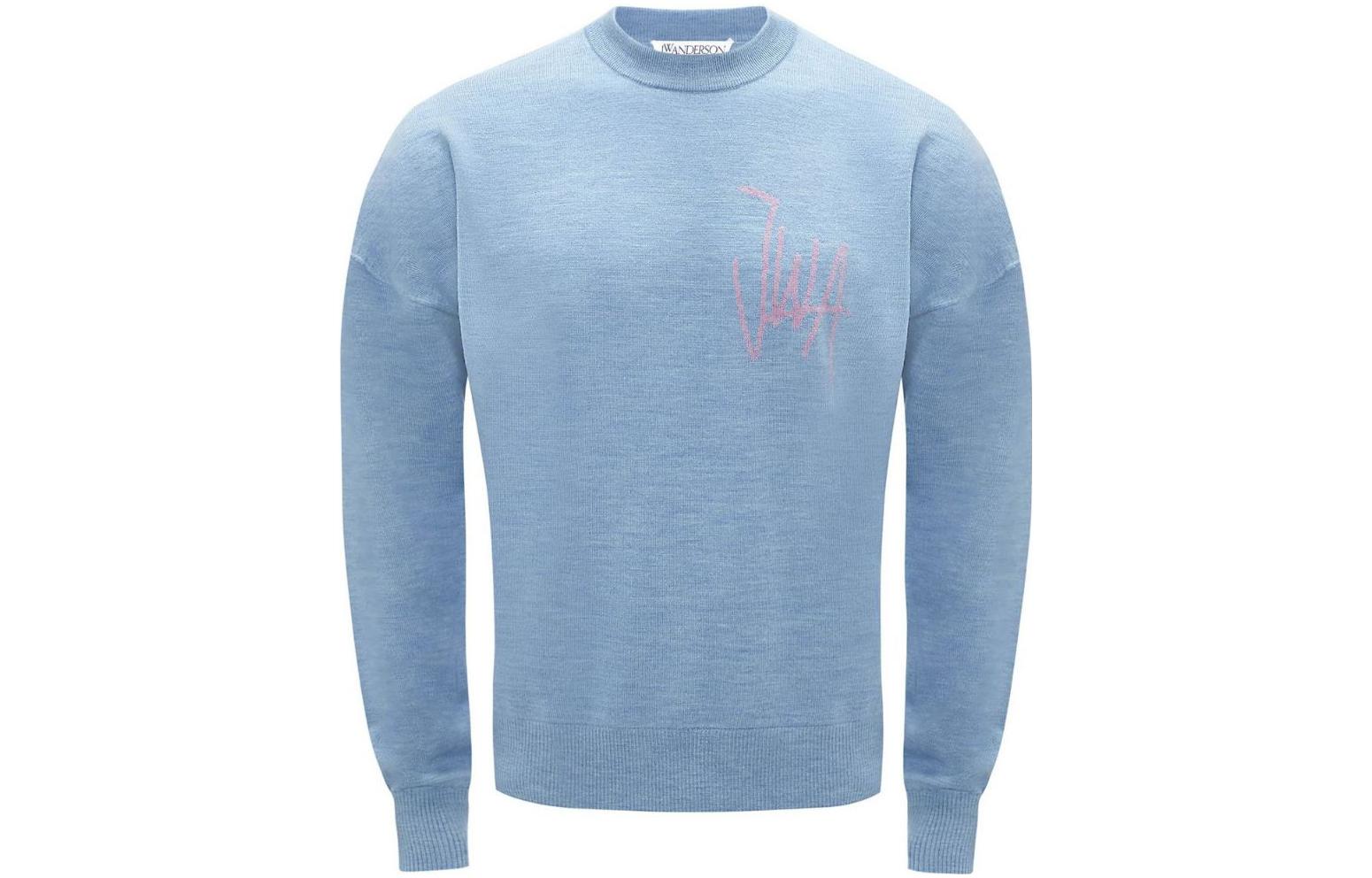 JW Anderson SS23 Light Blue Logo Print Crewneck Sweatshirt Unisex KW0605YN0008744