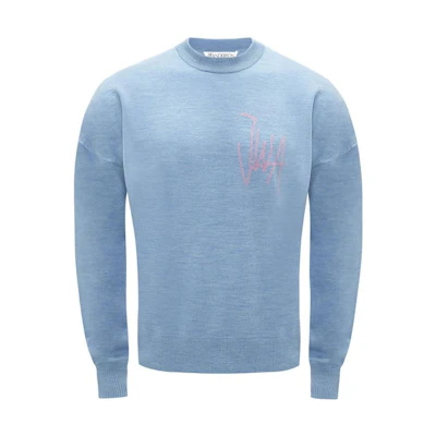 JW Anderson SS23 Light Blue Logo Print Crewneck Sweatshirt Unisex KW0605YN0008744