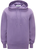JW Anderson SS23 Logo Embroidered Cotton Hoodie Unisex Light Purple JW0105PG-1390-700 JW Anderson SS23 Logo Embroidered Cotton Hoodie Unisex Light Purple JW0105PG-1390-700