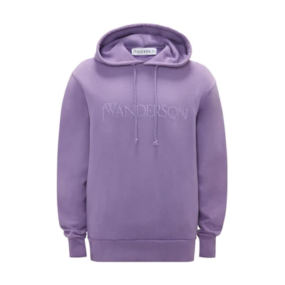 JW Anderson SS23 Logo Embroidered Cotton Hoodie Unisex Light Purple JW0105PG-1390-700