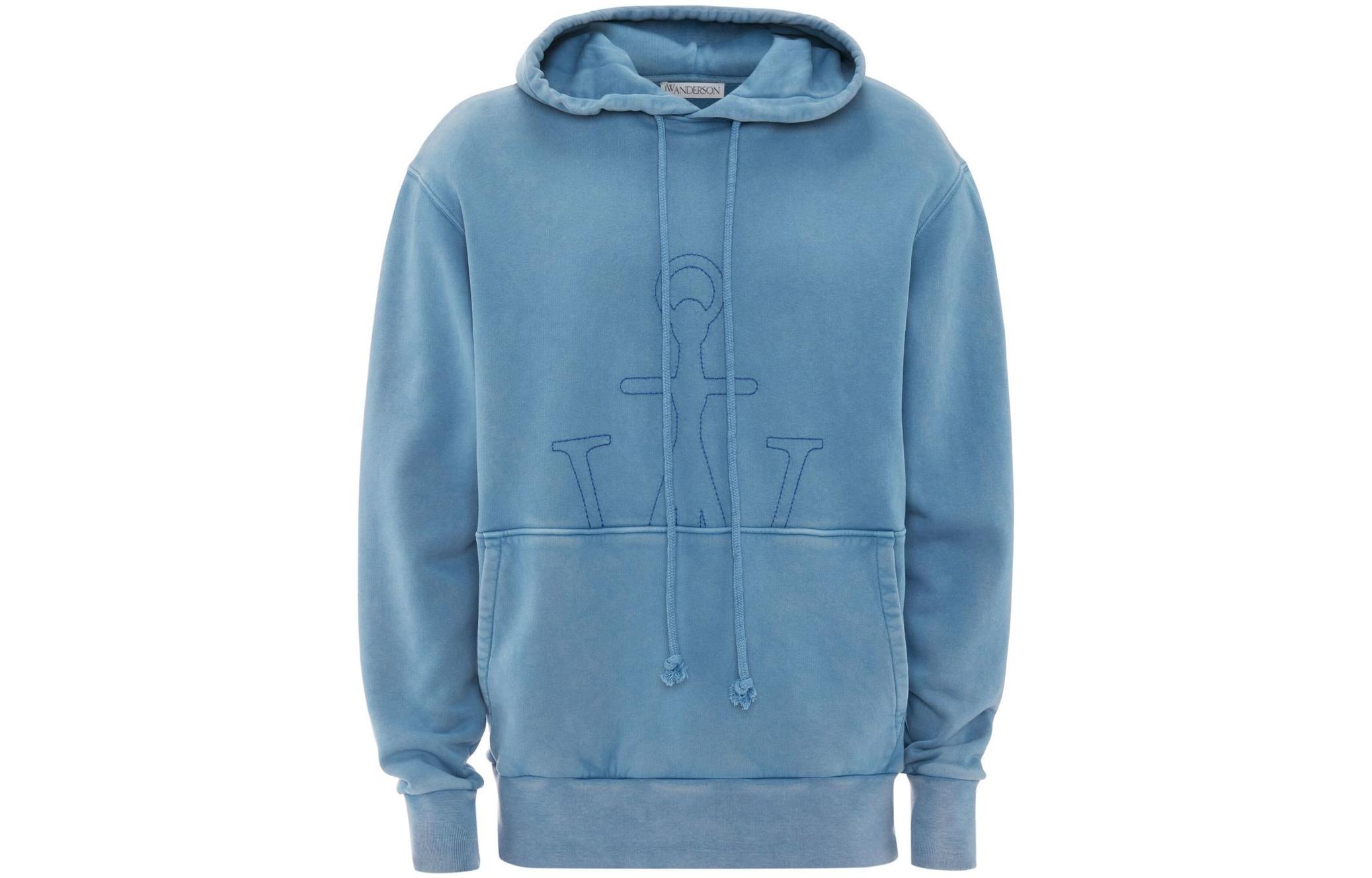JW Anderson SS23 Logo Embroidered Drawstring Hoodie Light Blue () JW0073PG1192804