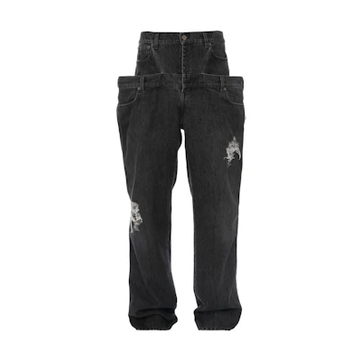 JW Anderson SS23 Logo Wide-Leg Double Waist Denim Jeans Unisex Dark Grey DT0050-PG1195-929