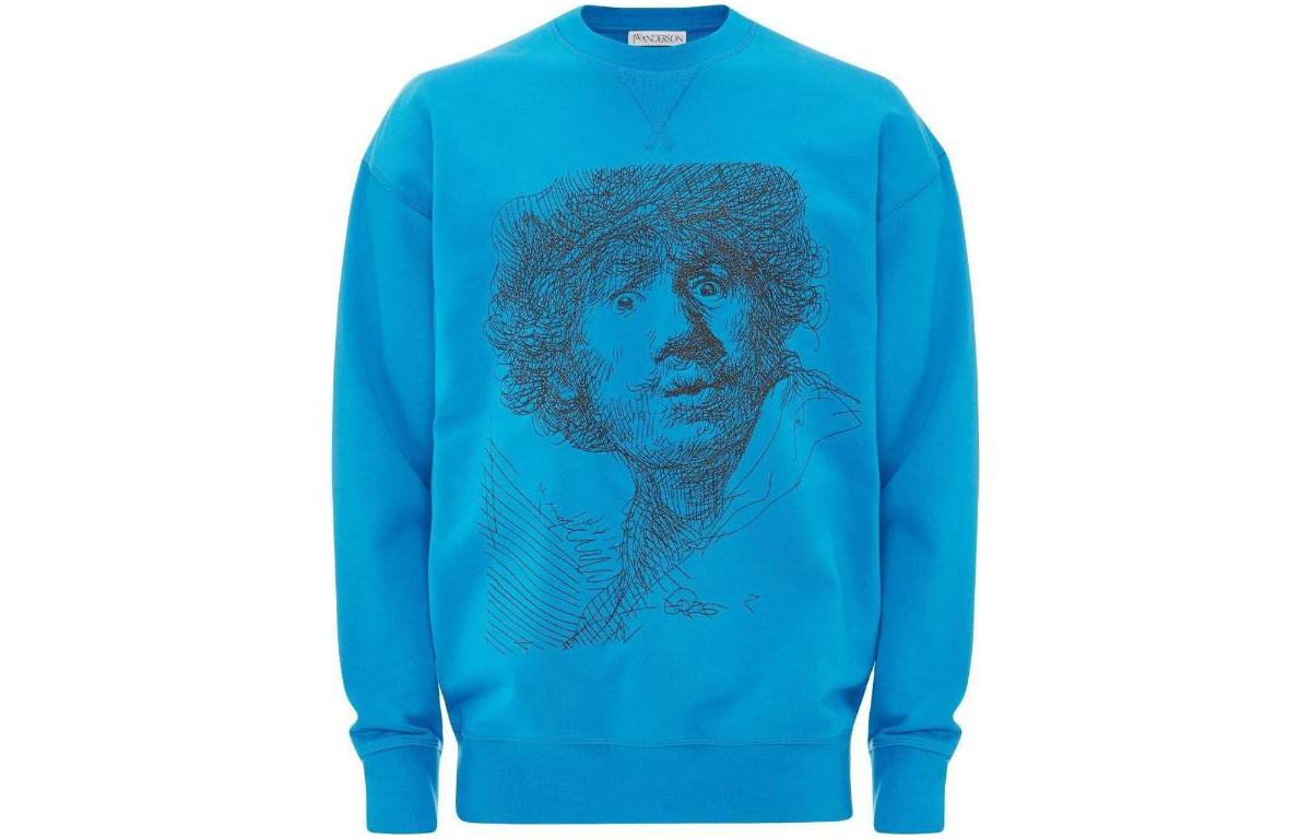JW Anderson SS23 Rembrandt Graphic Crewneck Sweatshirt Blue JW0078PG0861800