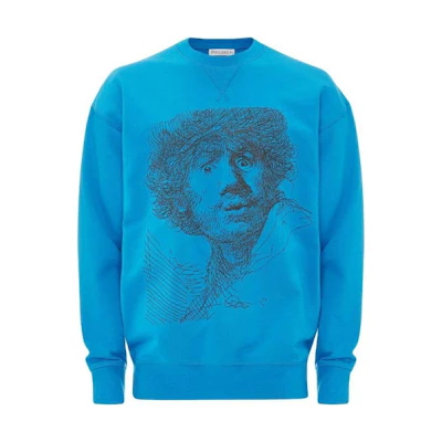 JW Anderson SS23 Rembrandt Graphic Crewneck Sweatshirt Blue JW0078PG0861800
