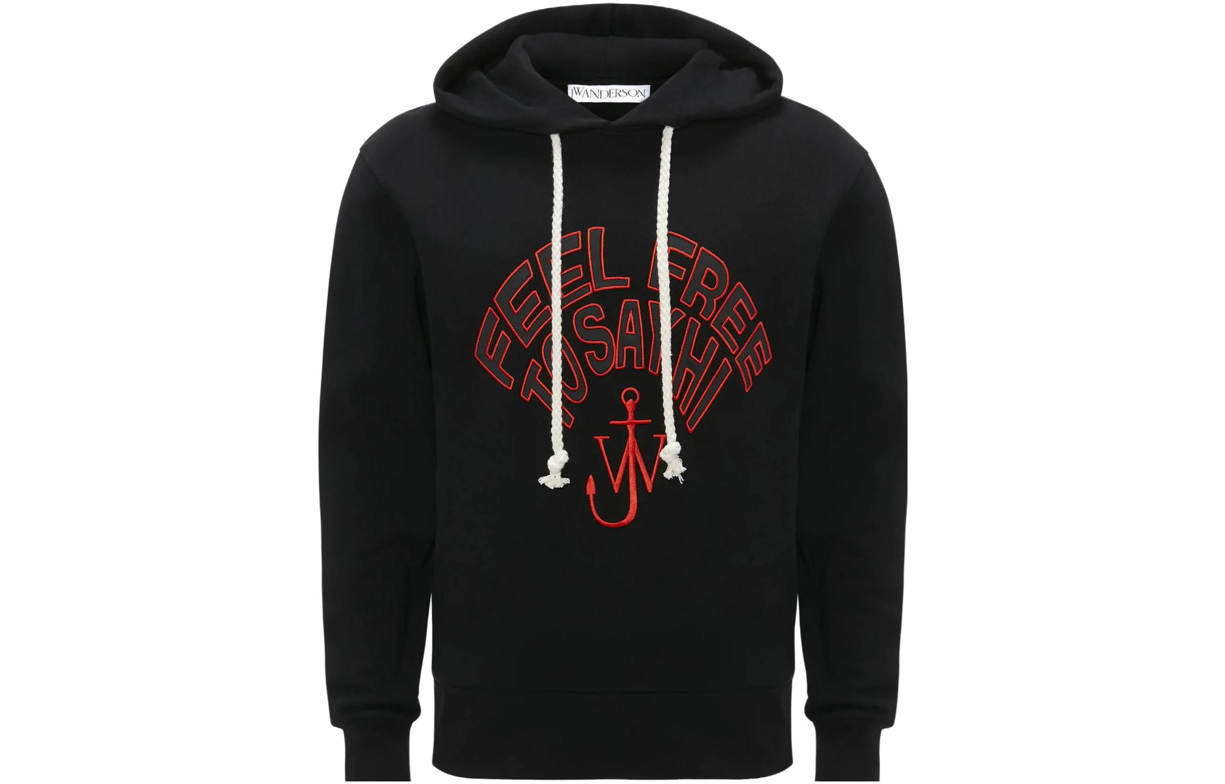 JW Anderson SS23 Studs Logo Embroidered Drawstring Hoodie Unisex Black JW0118-PG1021-999