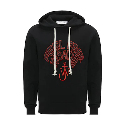 JW Anderson SS23 Studs Logo Embroidered Drawstring Hoodie Unisex Black JW0118-PG1021-999