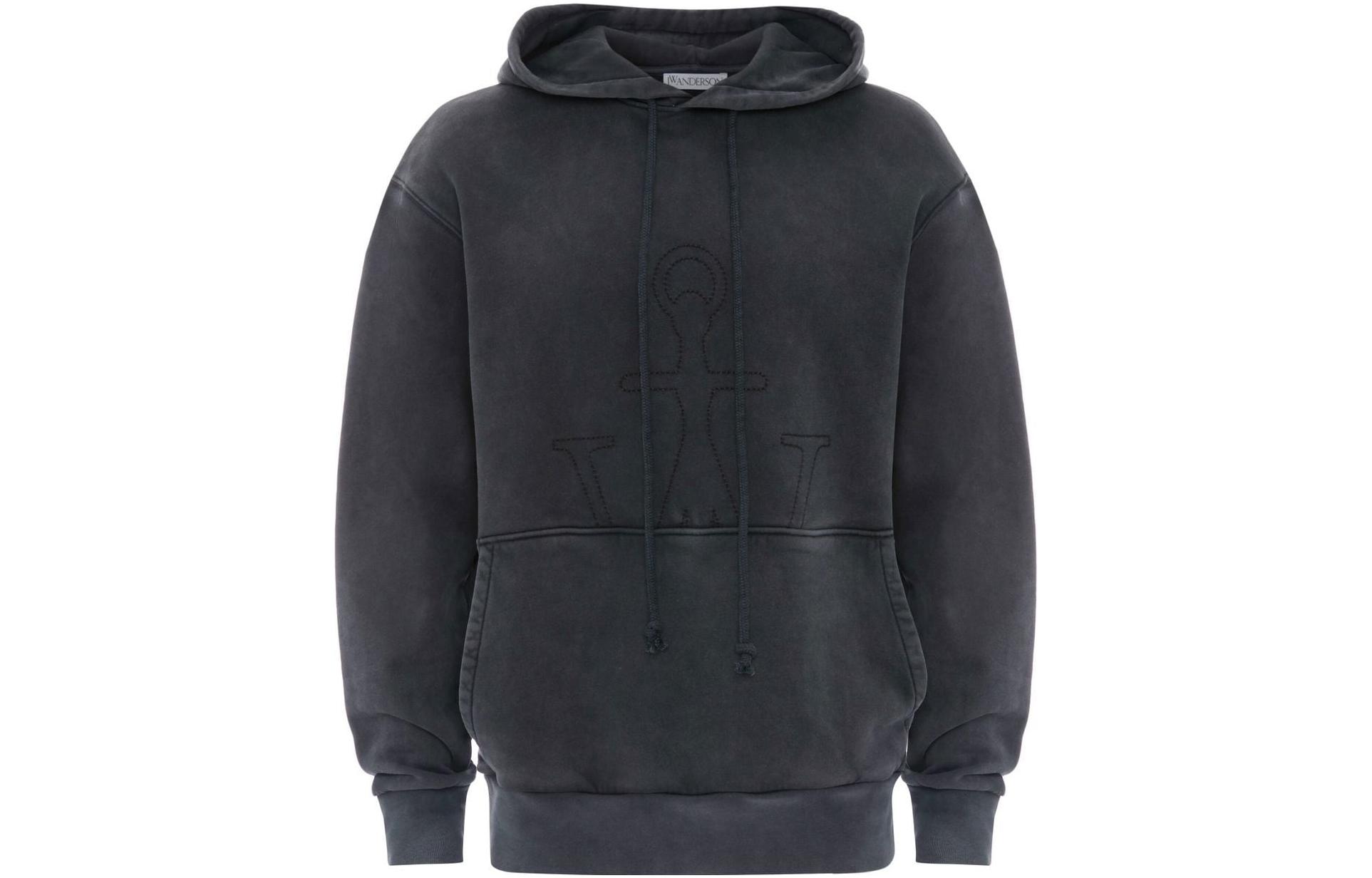 JW Anderson SS23 Washed Black Pullover Hoodie with Drawstrings () JW0073PG1192599