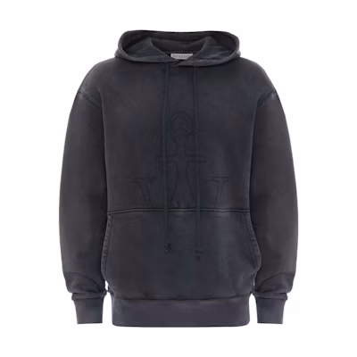 JW Anderson SS23 Washed Black Pullover Hoodie with Drawstrings () JW0073PG1192599