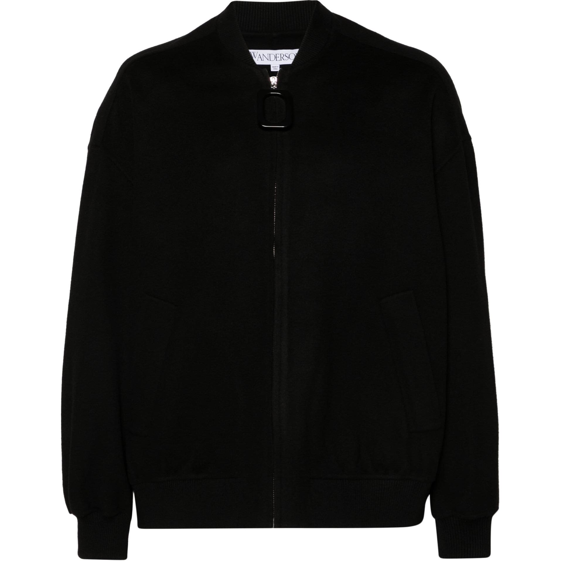 Order JW Anderson SS24 Jaket Zip-Up Lengan Panjang Hitam Potongan Santai JK0331PG1592-BLACK