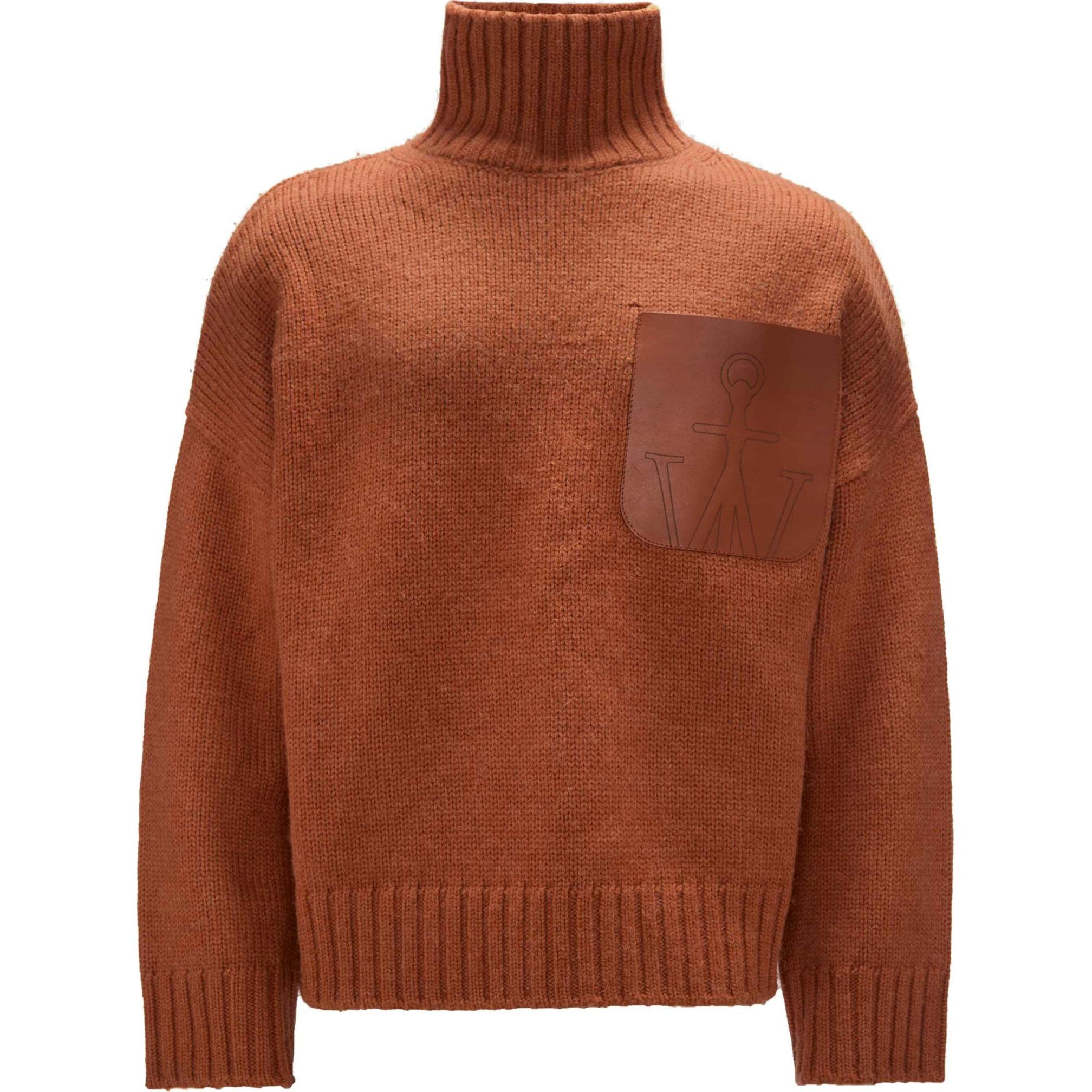 JW Anderson SS24  Caramel Brown Turtleneck Knit Sweater Long Sleeve KW1234YN0367619-BROWN