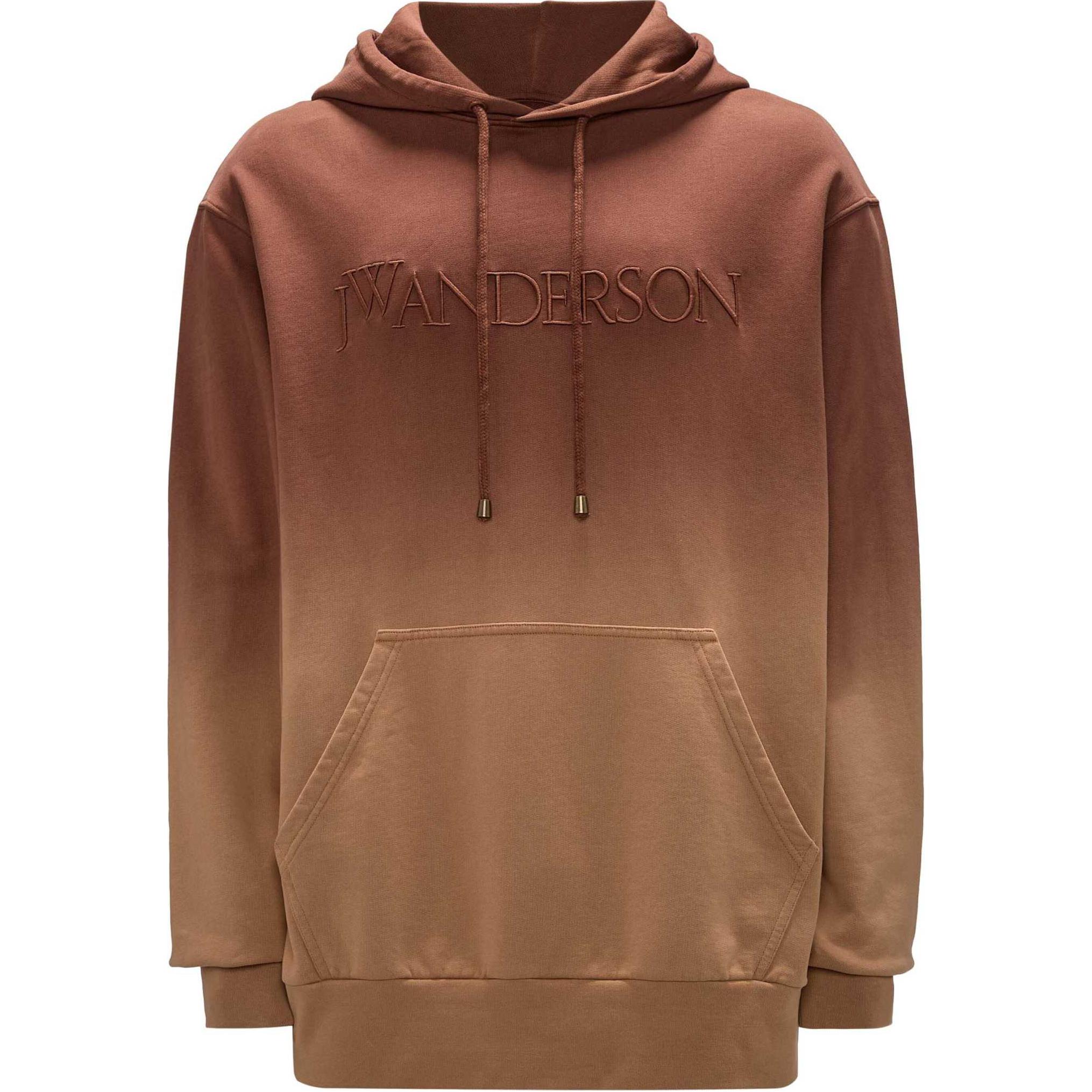 JW Anderson SS24  Terracotta Brown Hooded Pullover Cotton Sweatshirt JW0192PG1632619-BROWN