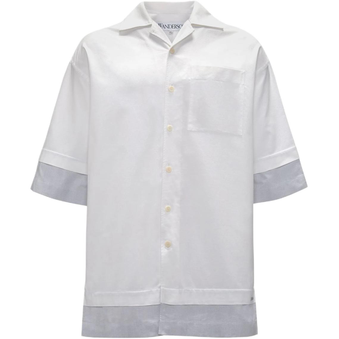 JW Anderson SS24  White Embroidered Oversized Short Sleeve Shirt. SH0325PG1140001