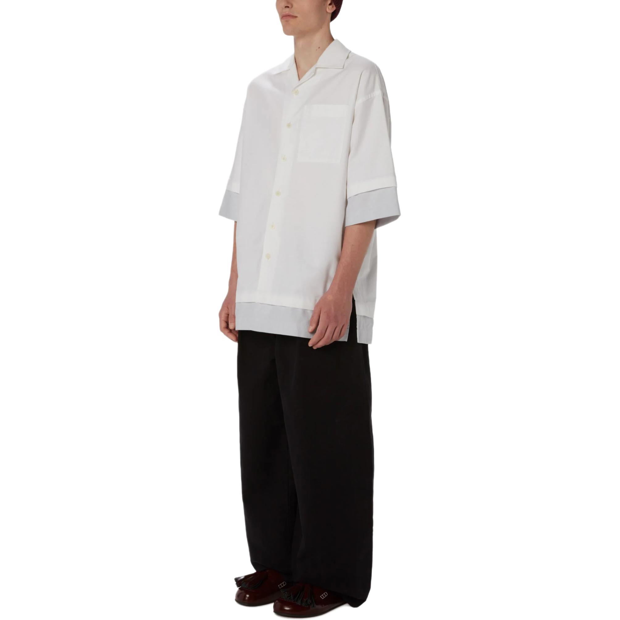 Shop JW Anderson SS24 Kemeja Putih Oversized Lengan Pendek Bordir. SH0325PG1140001