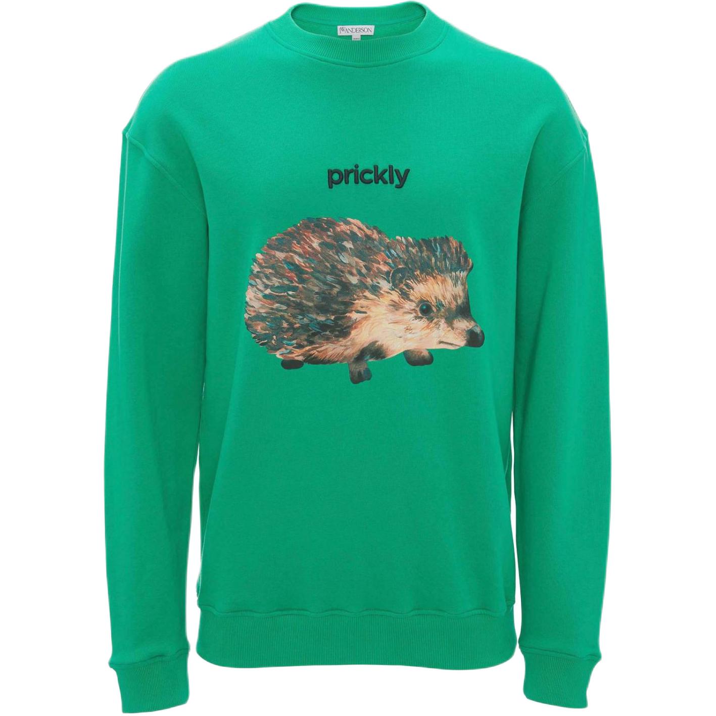 JW Anderson SS24 Best in Show Hedgehog Print Oversized Green Sweatshirt Men JW0211PG1669539