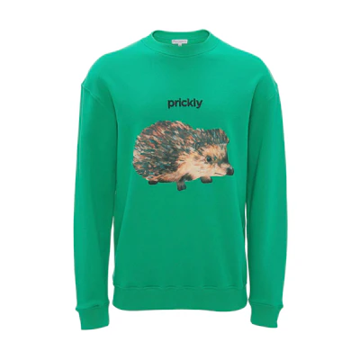 JW Anderson SS24 Best in Show Hedgehog Print Oversized Green Sweatshirt Men JW0211PG1669539