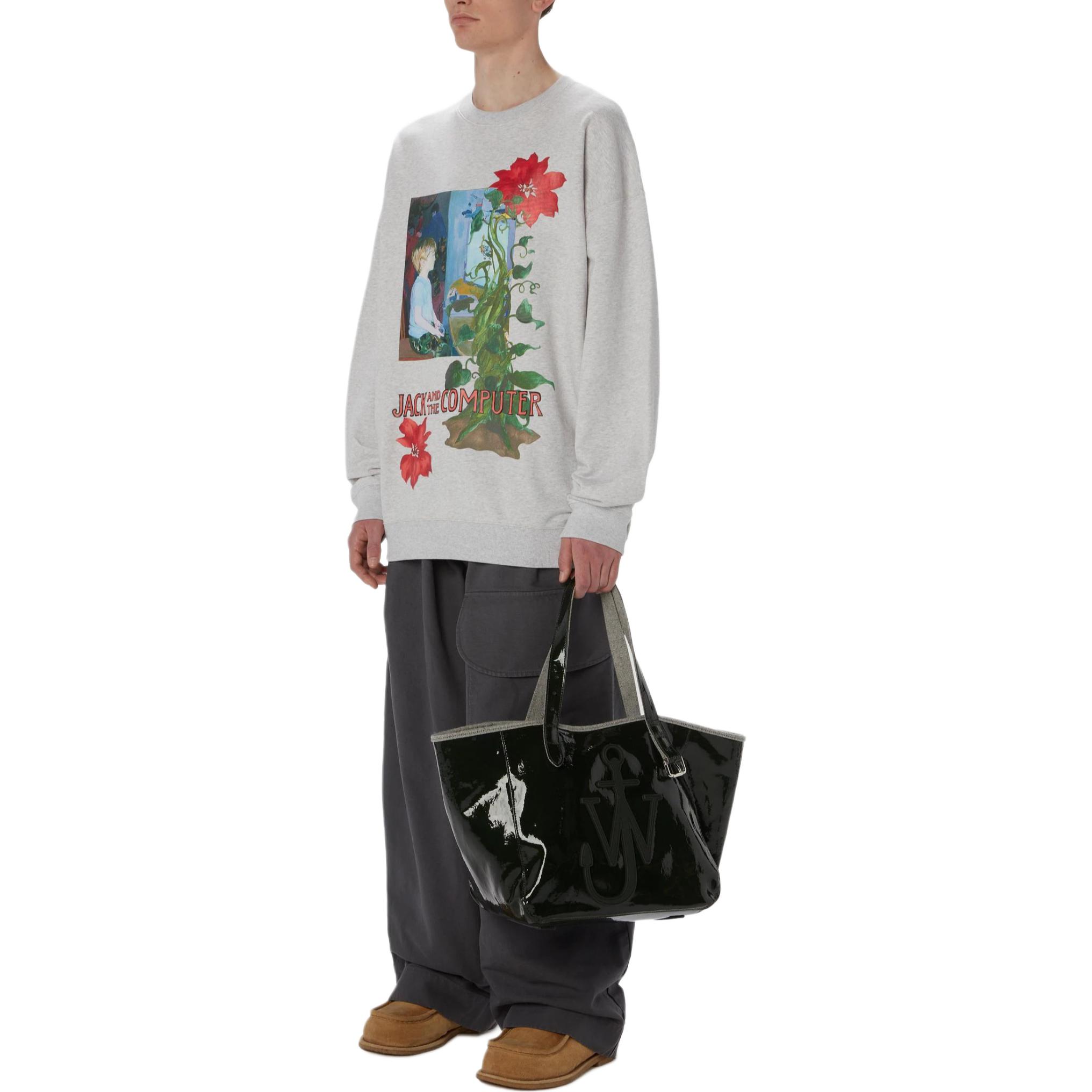 Purchase JW Anderson SS24 Sudadera Gris Cuello Redondo con Flores Animadas JW0182PG1598905