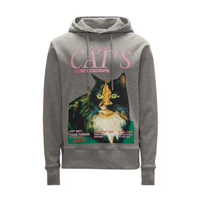JW Anderson SS24 Cat Print Oversized Hoodie Grey JW0195PG0771945