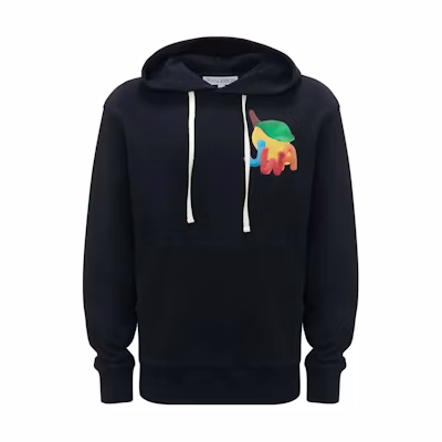 JW Anderson SS24 CLAY Lemon Logo Print Hoodie Navy Blue - JW0171PG0717888-NAVY