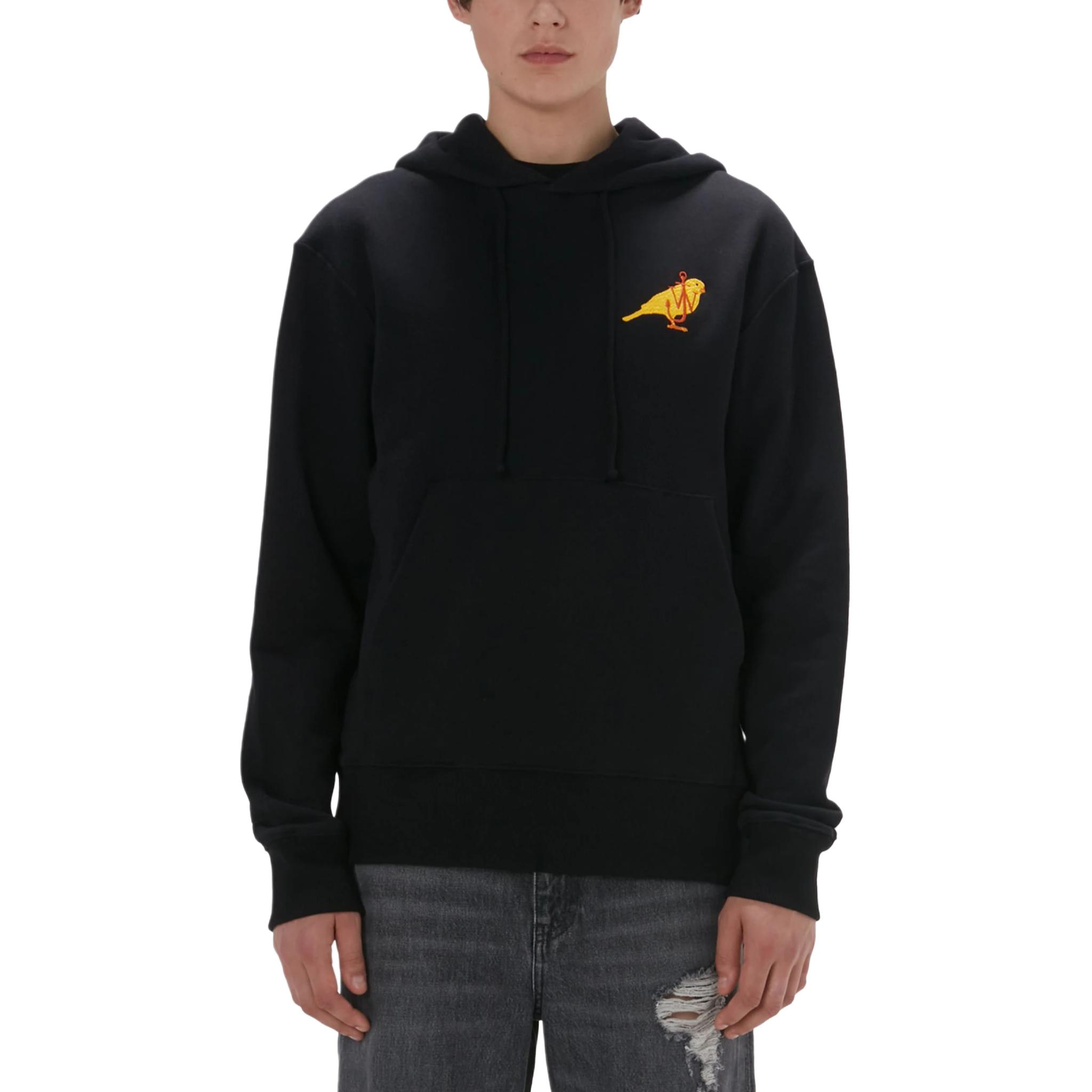 Shop JW Anderson SS24 Embroidered Oversized Hoodie Black Long Sleeve JW0186PG1632999