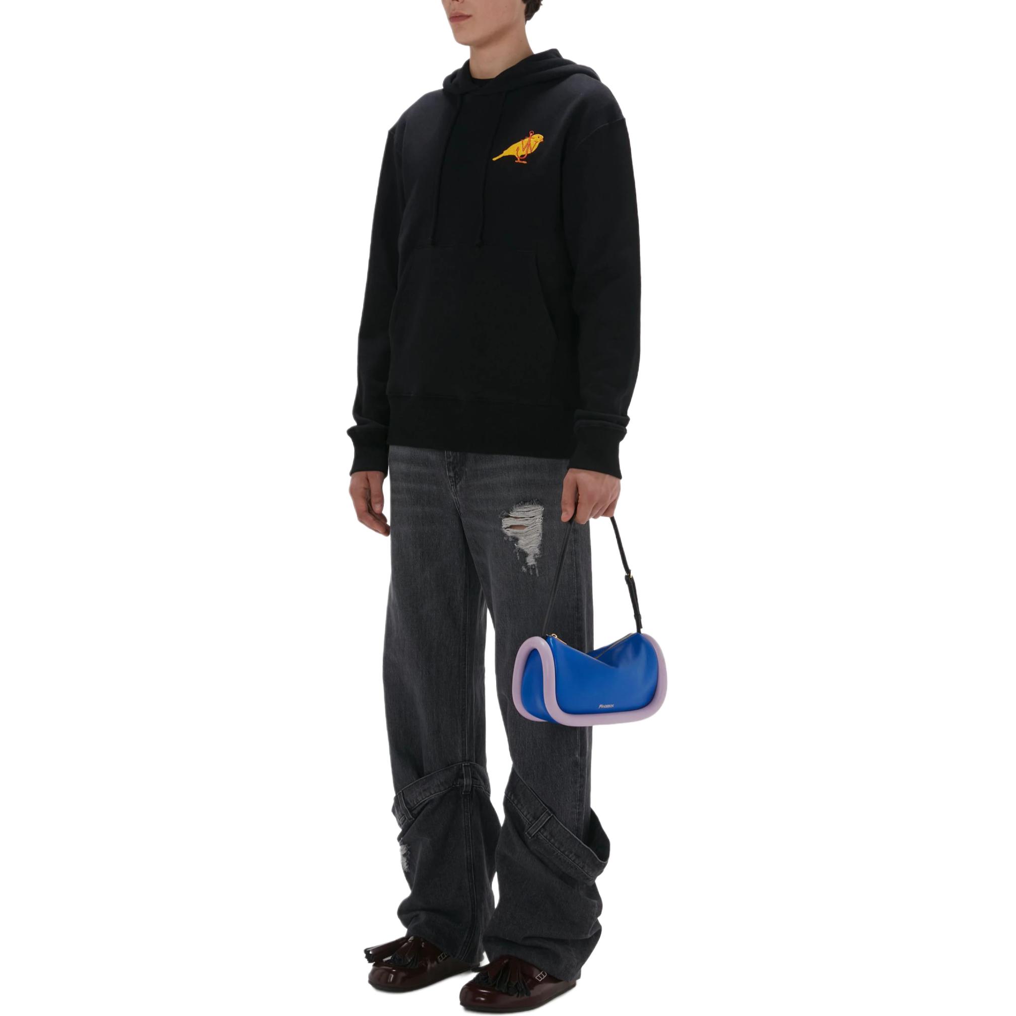 Purchase JW Anderson SS24 Embroidered Oversized Hoodie Black Long Sleeve JW0186PG1632999