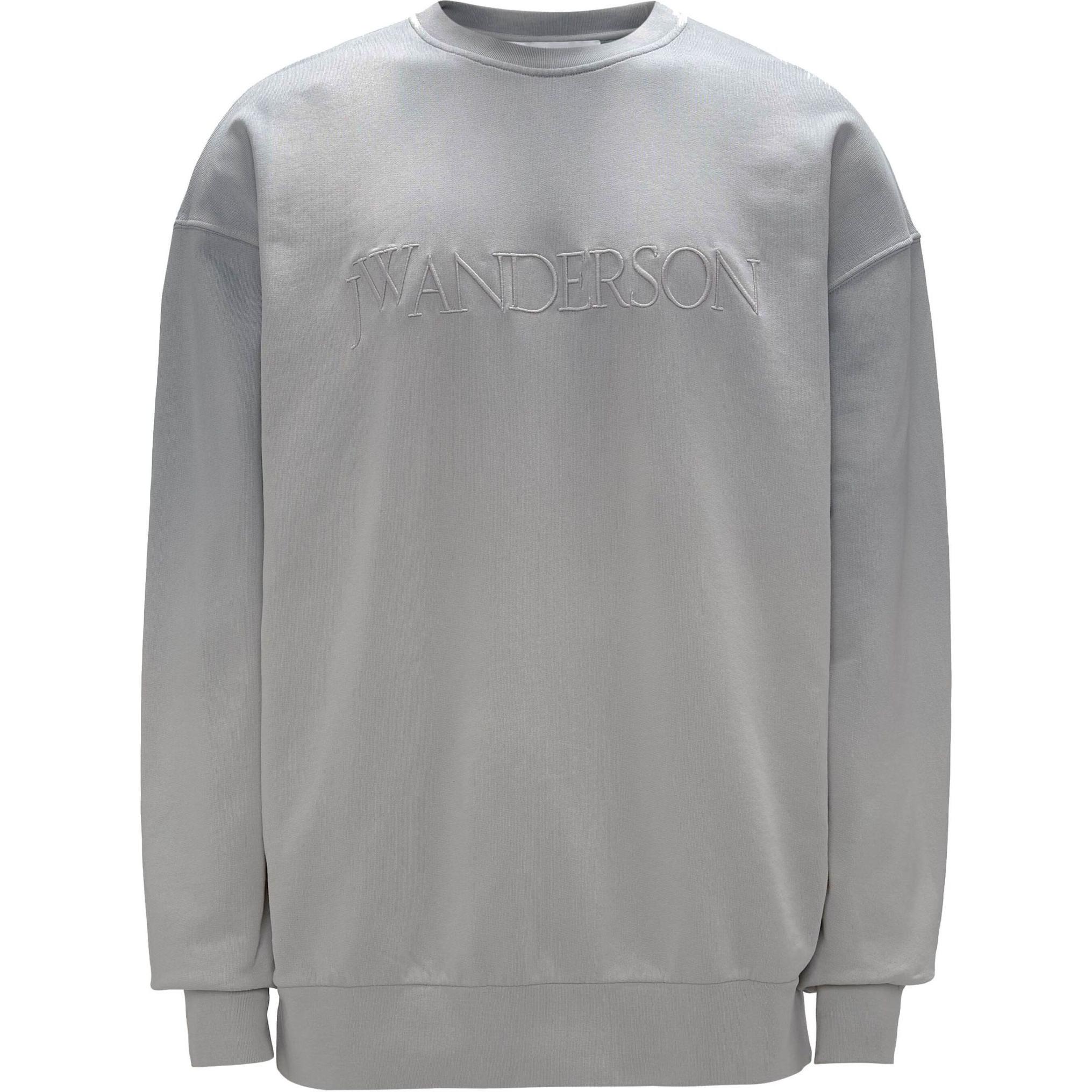 JW Anderson SS24 Grey Crewneck Relaxed Fit Cotton Long-Sleeve Sweatshirt JW0191PG1632929-GRAY