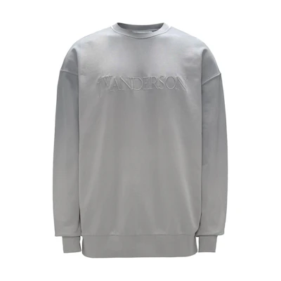 JW Anderson SS24 Grey Crewneck Relaxed Fit Cotton Long-Sleeve Sweatshirt JW0191PG1632929-GRAY