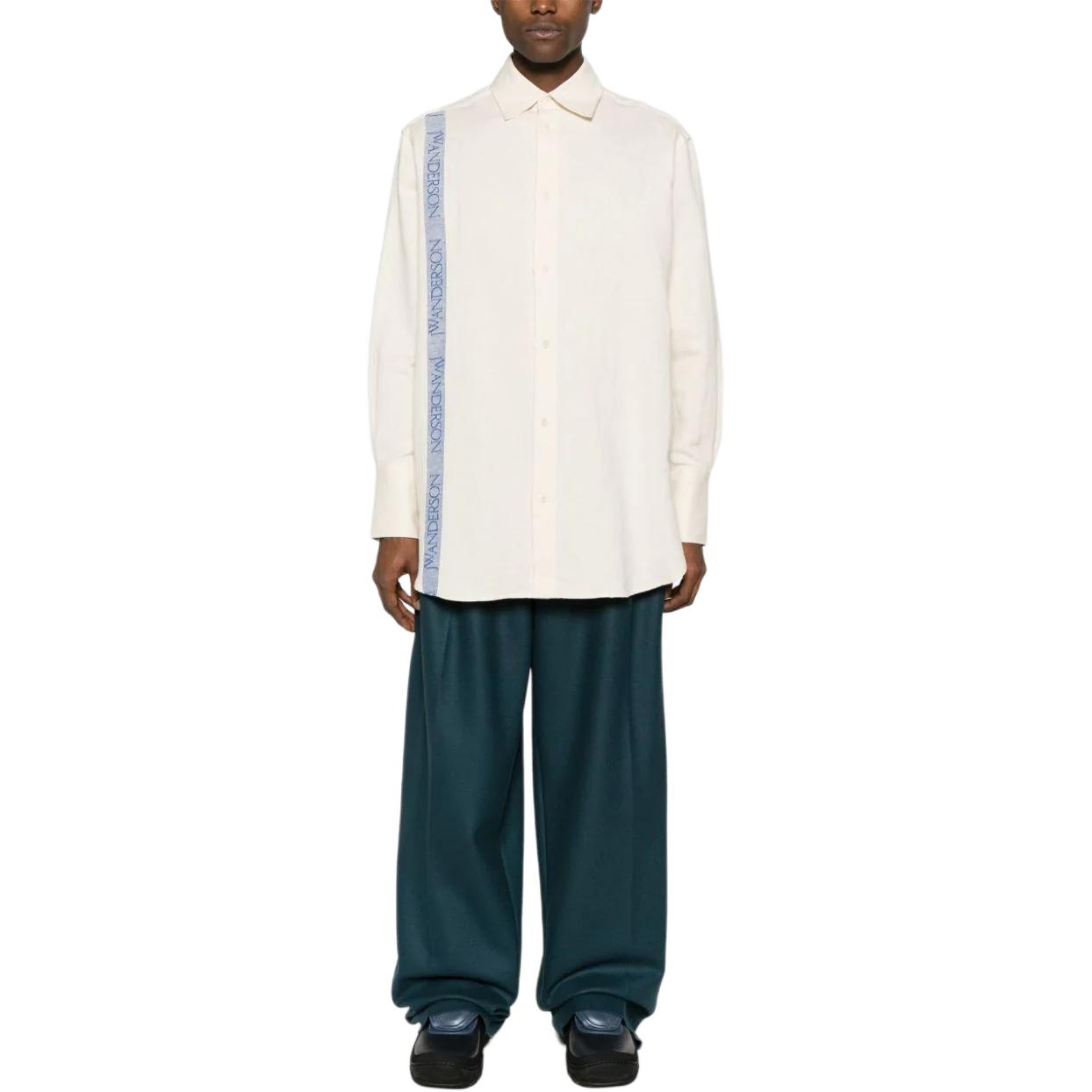 Lookbook Camisa Beige Unisex Manga Larga con Cuello Tirante Logo JW Anderson SS24. SH0291PG1483002-WHITE