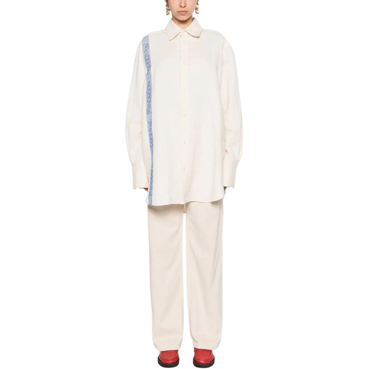 Shop Camisa Beige Unisex Manga Larga con Cuello Tirante Logo JW Anderson SS24. SH0291PG1483002-WHITE