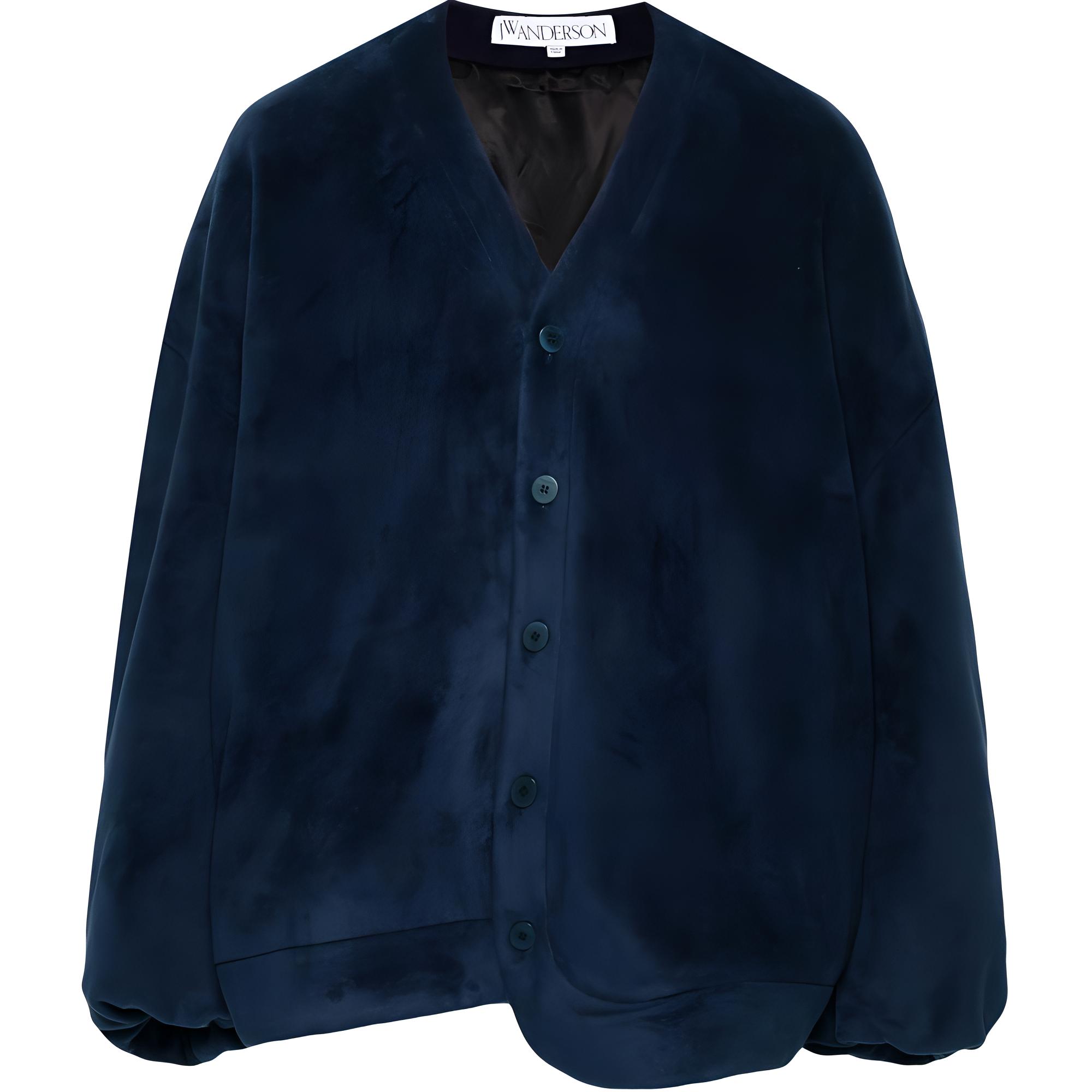 JW Anderson SS24 Single-Breasted Fleece Textured Long-Sleeve Jacket Blue Mens JW0177PG1604-BLUE