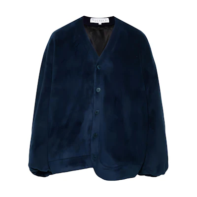 JW Anderson SS24 Single-Breasted Fleece Textured Long-Sleeve Jacket Blue Mens JW0177PG1604-BLUE